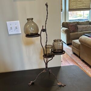 Rustic Brown Metal Candle Holder